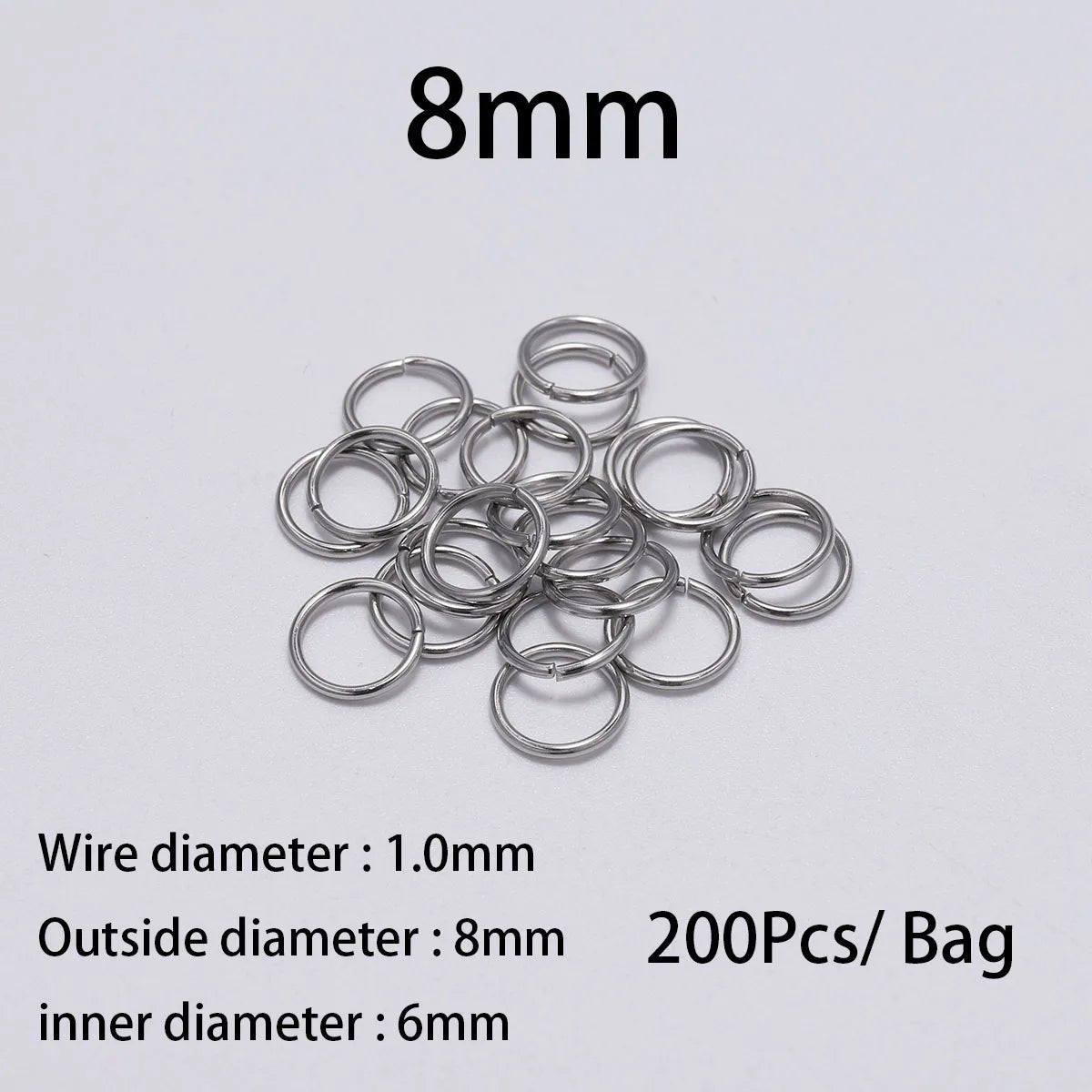 30 - 200Pcs 3 - 25mm Stainless Steel Split Ring Open Single Loops Jump Rings Connectors for DIY Jewelry Making Findings Accessories - Avero