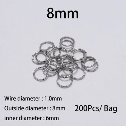 30 - 200Pcs 3 - 25mm Stainless Steel Split Ring Open Single Loops Jump Rings Connectors for DIY Jewelry Making Findings Accessories - Avero