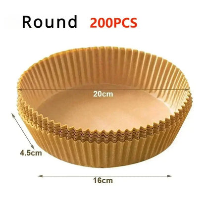 300PCS Air Fryer Disposable Paper Square Round Baking Paper Barbecue Plate NonStick Mat Kitchen Oven Oil Absorbing Paper Tool - Avero