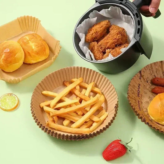 300PCS Air Fryer Disposable Paper Square Round Baking Paper Barbecue Plate NonStick Mat Kitchen Oven Oil Absorbing Paper Tool - Avero