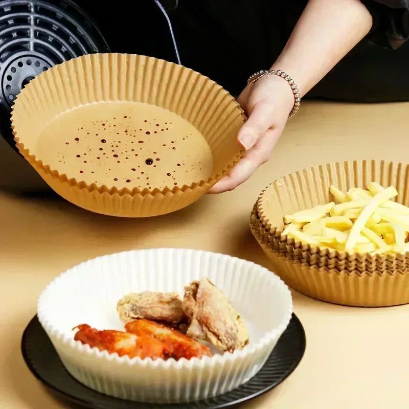 300PCS Air Fryer Disposable Paper Square Round Baking Paper Barbecue Plate NonStick Mat Kitchen Oven Oil Absorbing Paper Tool - Avero