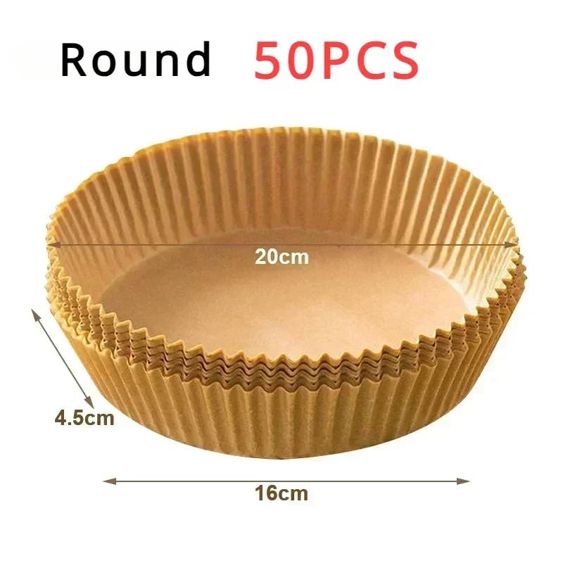 300PCS Air Fryer Disposable Paper Square Round Baking Paper Barbecue Plate NonStick Mat Kitchen Oven Oil Absorbing Paper Tool - Avero