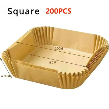 300PCS Air Fryer Disposable Paper Square Round Baking Paper Barbecue Plate NonStick Mat Kitchen Oven Oil Absorbing Paper Tool - Avero