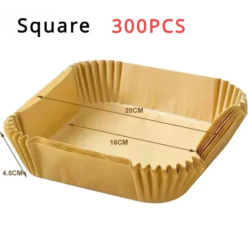 300PCS Air Fryer Disposable Paper Square Round Baking Paper Barbecue Plate NonStick Mat Kitchen Oven Oil Absorbing Paper Tool - Avero