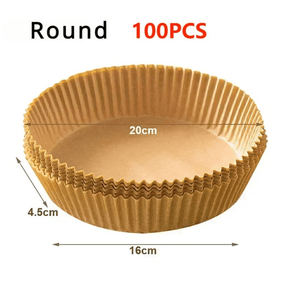 300PCS Air Fryer Disposable Paper Square Round Baking Paper Barbecue Plate NonStick Mat Kitchen Oven Oil Absorbing Paper Tool - Avero