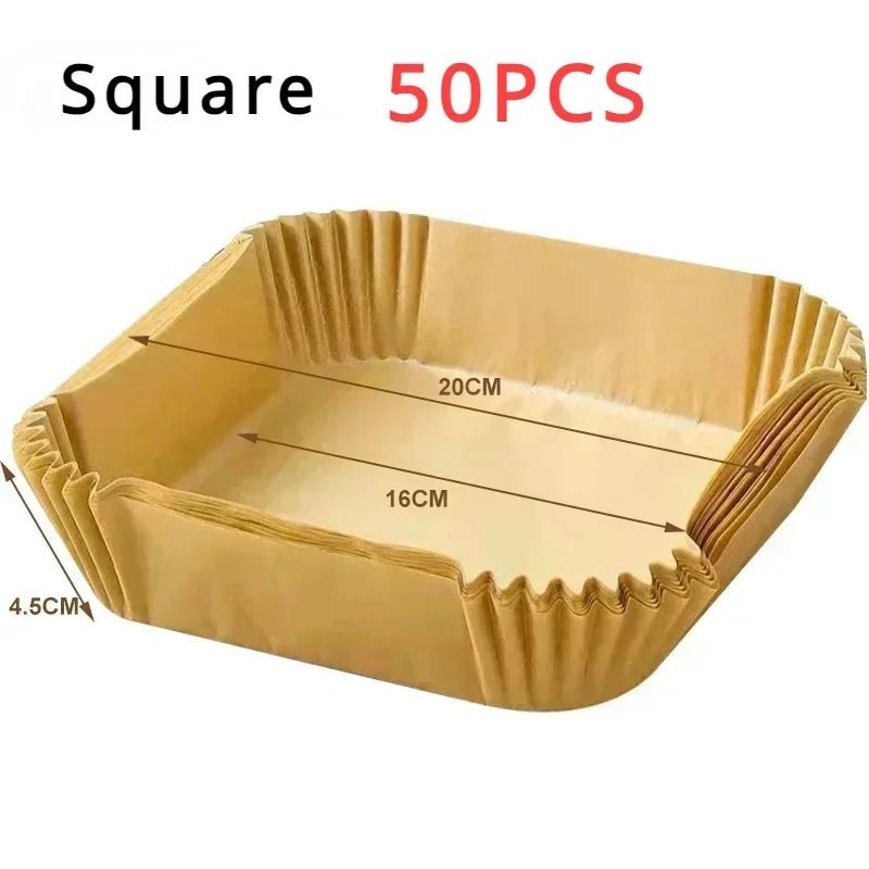 300PCS Air Fryer Disposable Paper Square Round Baking Paper Barbecue Plate NonStick Mat Kitchen Oven Oil Absorbing Paper Tool - Avero