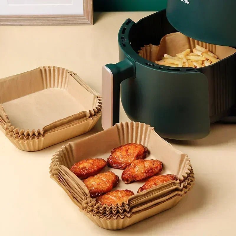 300PCS Air Fryer Disposable Paper Square Round Baking Paper Barbecue Plate NonStick Mat Kitchen Oven Oil Absorbing Paper Tool - Avero
