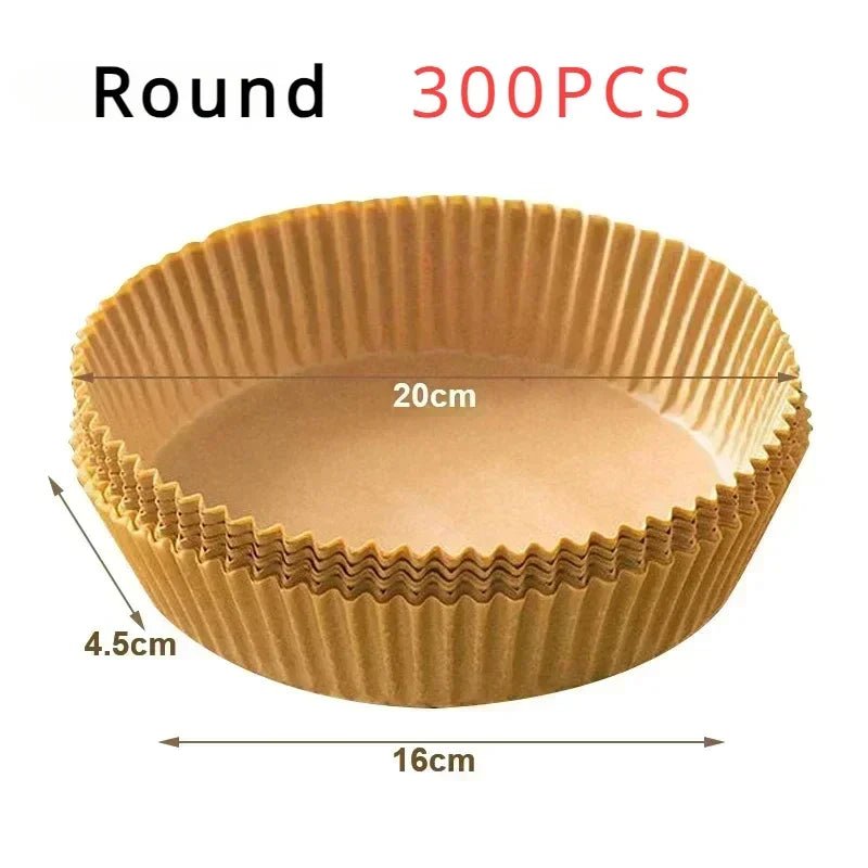 300PCS Air Fryer Disposable Paper Square Round Baking Paper Barbecue Plate NonStick Mat Kitchen Oven Oil Absorbing Paper Tool - Avero