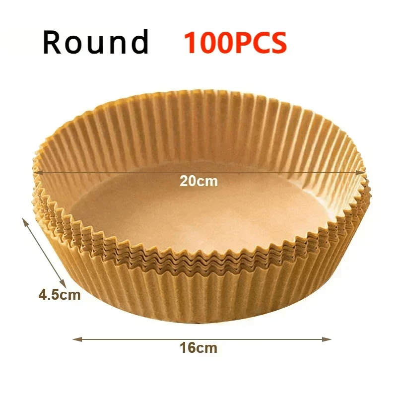 300PCS Air Fryer Disposable Paper Square Round Baking Paper Barbecue Plate NonStick Mat Kitchen Oven Oil Absorbing Paper Tool - Avero