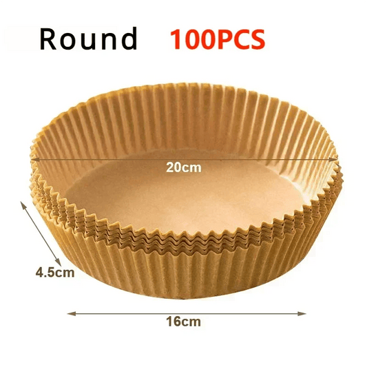 300PCS Air Fryer Disposable Paper Square Round Baking Paper Barbecue Plate NonStick Mat Kitchen Oven Oil Absorbing Paper Tool - Avero