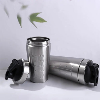 304 Stainless Steel Whey Shakes Cup 500ml/750ml Leak Proof Protein Powder Bottle Large Capacity with Scale - Avero