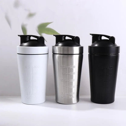 304 Stainless Steel Whey Shakes Cup 500ml/750ml Leak Proof Protein Powder Bottle Large Capacity with Scale - Avero