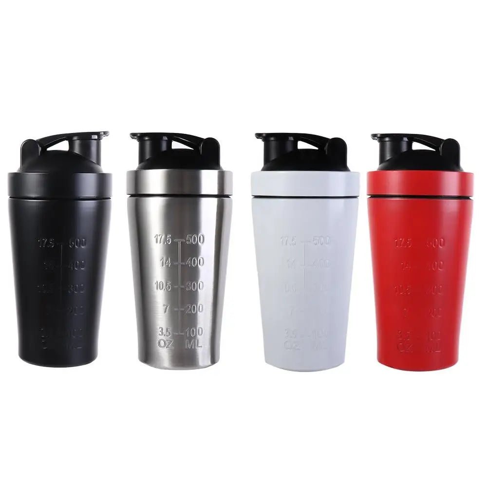 304 Stainless Steel Whey Shakes Cup 500ml/750ml Leak Proof Protein Powder Bottle Large Capacity with Scale - Avero
