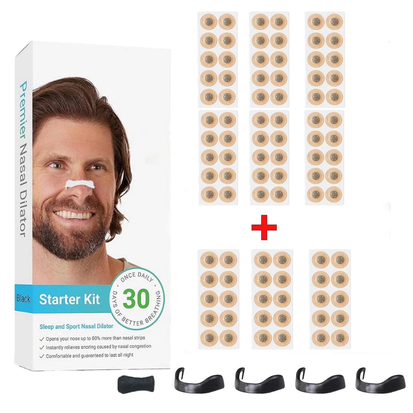 30Days/Box Sport Nasal Dilator Sleep Aid Magnetic Nose Strips Breathing Dilators Starter Kit for Snoring Reduction - Avero