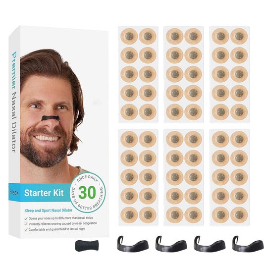 30Days/Box Sport Nasal Dilator Sleep Aid Magnetic Nose Strips Breathing Dilators Starter Kit for Snoring Reduction - Avero