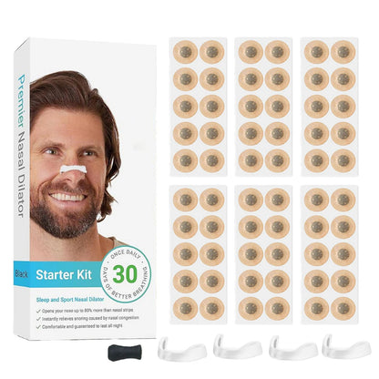30Days/Box Sport Nasal Dilator Sleep Aid Magnetic Nose Strips Breathing Dilators Starter Kit for Snoring Reduction - Avero