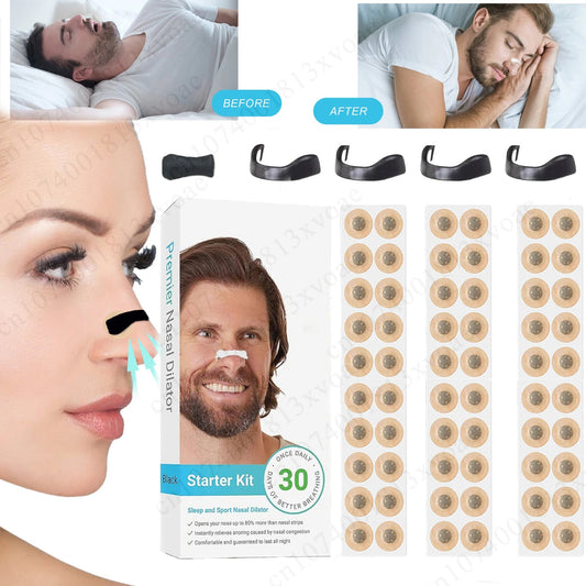 30Days/Box Sport Nasal Dilator Sleep Aid Magnetic Nose Strips Breathing Dilators Starter Kit for Snoring Reduction - Avero