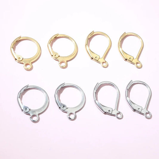 30pcs 14x12mm 15x10mm No Fade Stainless Steel French Lever Earring Hooks Clips DIY Earwire Earrings Jewelry Findings Accessories - Avero