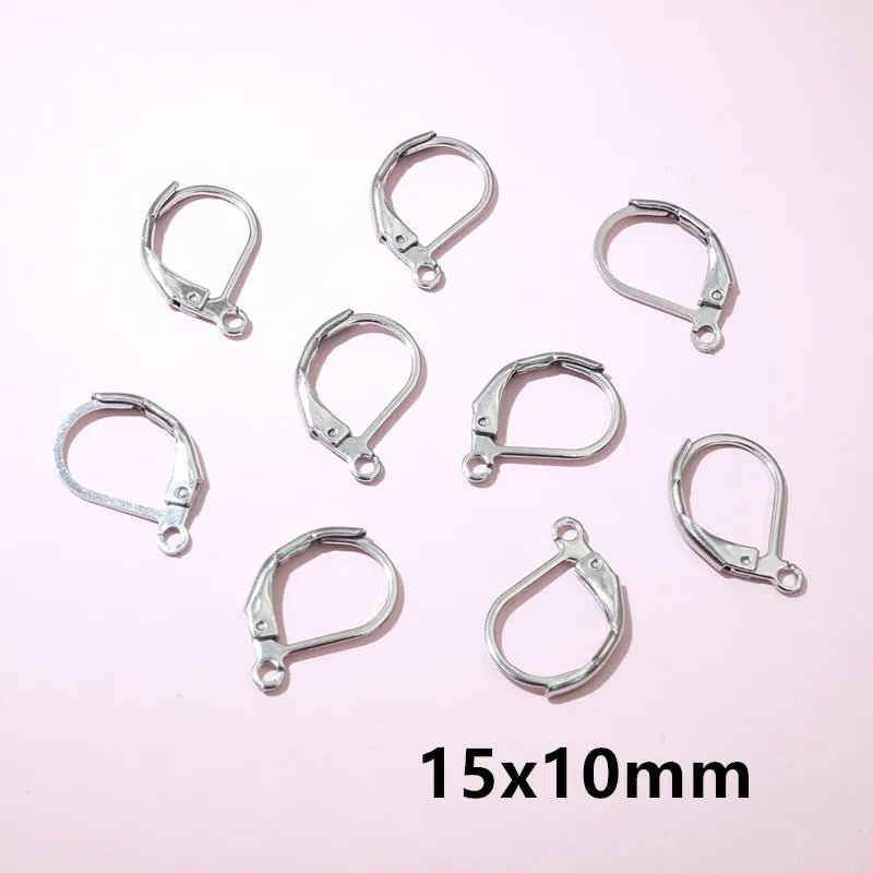 30pcs 14x12mm 15x10mm No Fade Stainless Steel French Lever Earring Hooks Clips DIY Earwire Earrings Jewelry Findings Accessories - Avero