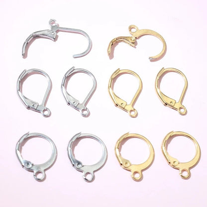 30pcs 14x12mm 15x10mm No Fade Stainless Steel French Lever Earring Hooks Clips DIY Earwire Earrings Jewelry Findings Accessories - Avero