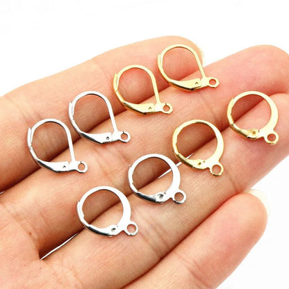 30pcs 14x12mm 15x10mm No Fade Stainless Steel French Lever Earring Hooks Clips DIY Earwire Earrings Jewelry Findings Accessories - Avero