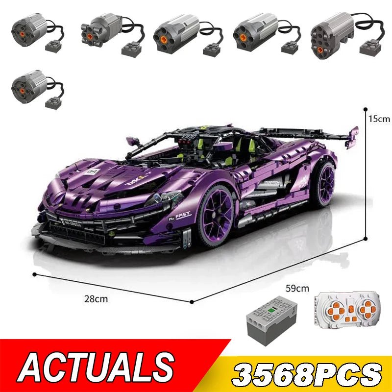 3568pcs RC Technical Remote Control Sports Car Building Blocks Model MOC P1 Racing Car Bricks Toys for Boys Kids Gift Set - Avero