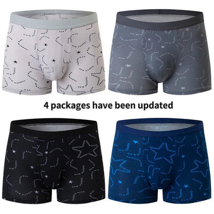 4 Pack men's fashion printed underwear for leisure and comfort, plus size underwear for teenagers, swimming trunks max 5XL.6XL - Avero