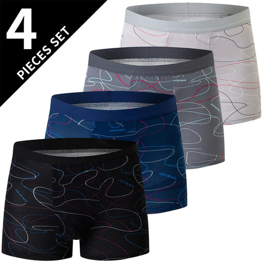 4 Pack men's fashion printed underwear for leisure and comfort, plus size underwear for teenagers, swimming trunks max 5XL.6XL - Avero