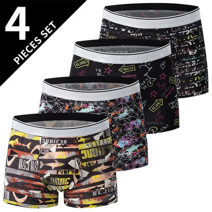 4 Pack men's fashion printed underwear for leisure and comfort, plus size underwear for teenagers, swimming trunks max 5XL.6XL - Avero