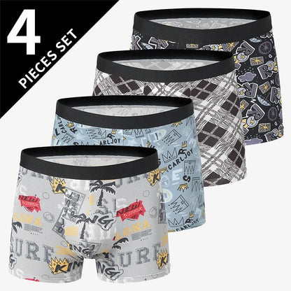 4 Pack men's fashion printed underwear for leisure and comfort, plus size underwear for teenagers, swimming trunks max 5XL.6XL - Avero