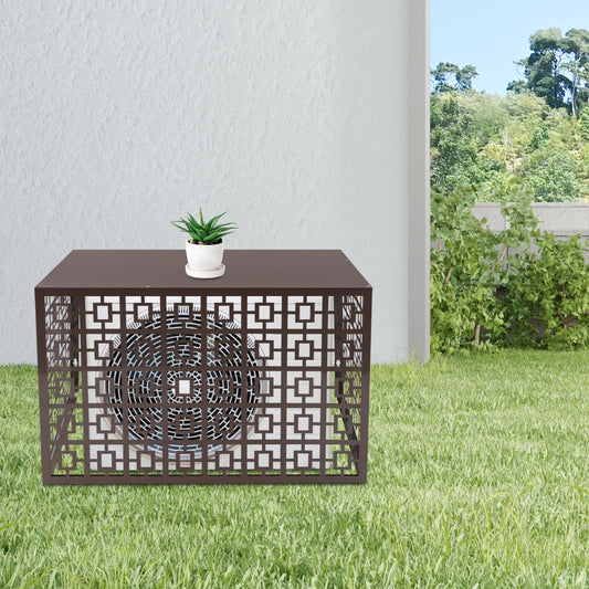 4 Panels Air Conditioner Fence Coffee Color 1.5P Privacy Fence Cover for A/C Conditioning Unit Outdoor Units - Avero