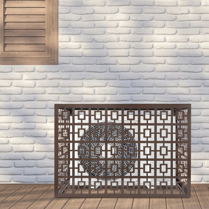 4 Panels Air Conditioner Fence Coffee Color 1.5P Privacy Fence Cover for A/C Conditioning Unit Outdoor Units - Avero