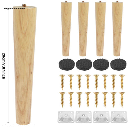 4 Pcs Furniture Legs Wooden Solid Furniture Feet Oblique/Straight Table Feet Non - slip Chair Feet Replacement Feet Sloping - Avero