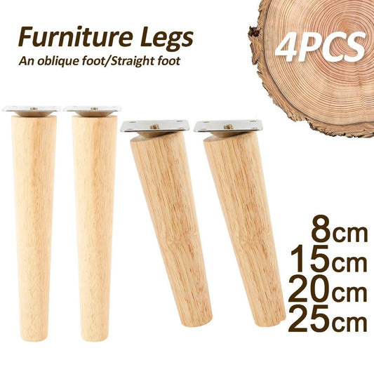 4 Pcs Furniture Legs Wooden Solid Furniture Feet Oblique/Straight Table Feet Non - slip Chair Feet Replacement Feet Sloping - Avero