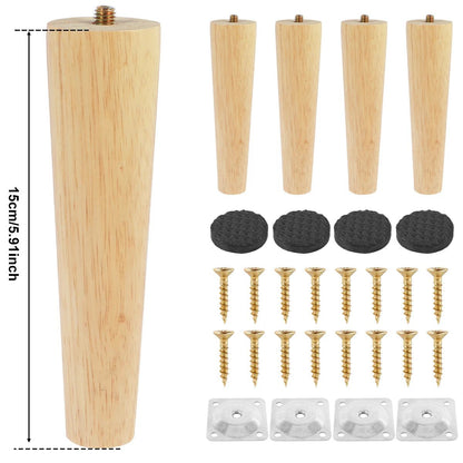 4 Pcs Furniture Legs Wooden Solid Furniture Feet Oblique/Straight Table Feet Non - slip Chair Feet Replacement Feet Sloping - Avero