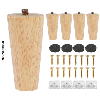 4 Pcs Furniture Legs Wooden Solid Furniture Feet Oblique/Straight Table Feet Non - slip Chair Feet Replacement Feet Sloping - Avero