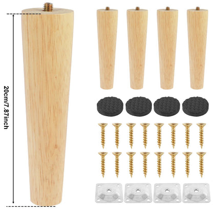 4 Pcs Furniture Legs Wooden Solid Furniture Feet Oblique/Straight Table Feet Non - slip Chair Feet Replacement Feet Sloping - Avero