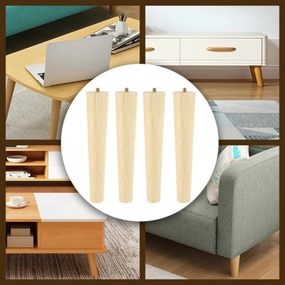 4 Pcs Furniture Legs Wooden Solid Furniture Feet Oblique/Straight Table Feet Non - slip Chair Feet Replacement Feet Sloping - Avero