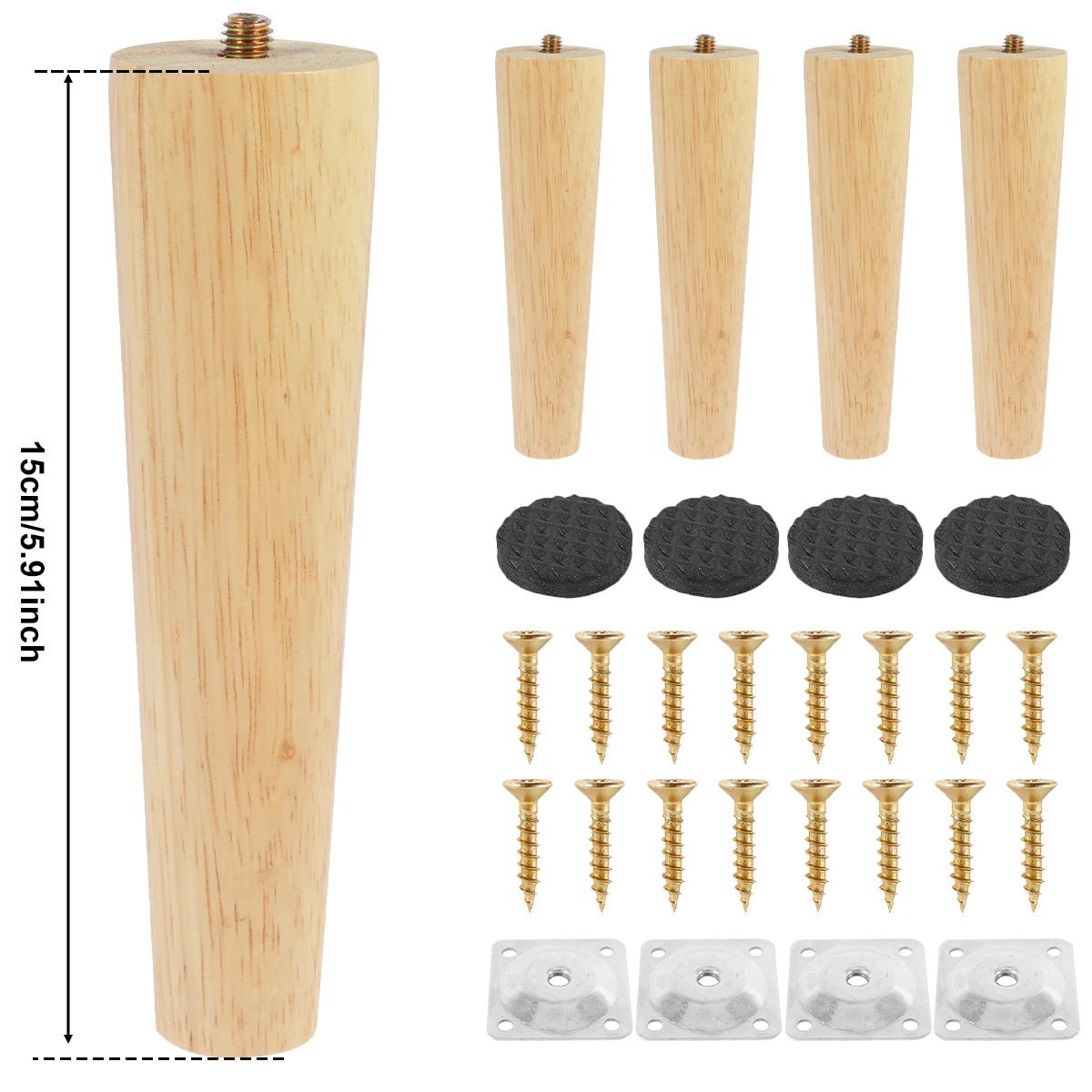 4 Pcs Furniture Legs Wooden Solid Furniture Feet Oblique/Straight Table Feet Non - slip Chair Feet Replacement Feet Sloping - Avero