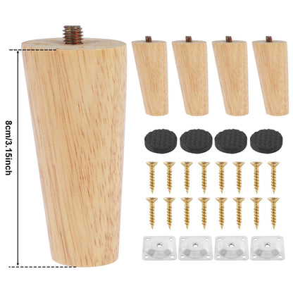 4 Pcs Furniture Legs Wooden Solid Furniture Feet Oblique/Straight Table Feet Non - slip Chair Feet Replacement Feet Sloping - Avero