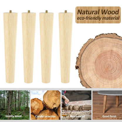 4 Pcs Furniture Legs Wooden Solid Furniture Feet Oblique/Straight Table Feet Non - slip Chair Feet Replacement Feet Sloping - Avero