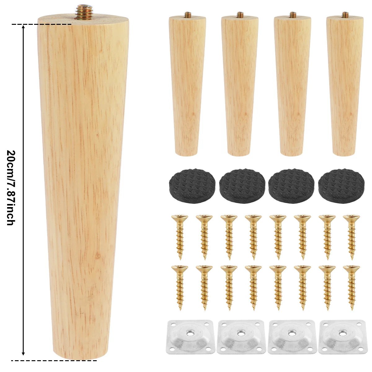 4 Pcs Furniture Legs Wooden Solid Furniture Feet Oblique/Straight Table Feet Non - slip Chair Feet Replacement Feet Sloping - Avero
