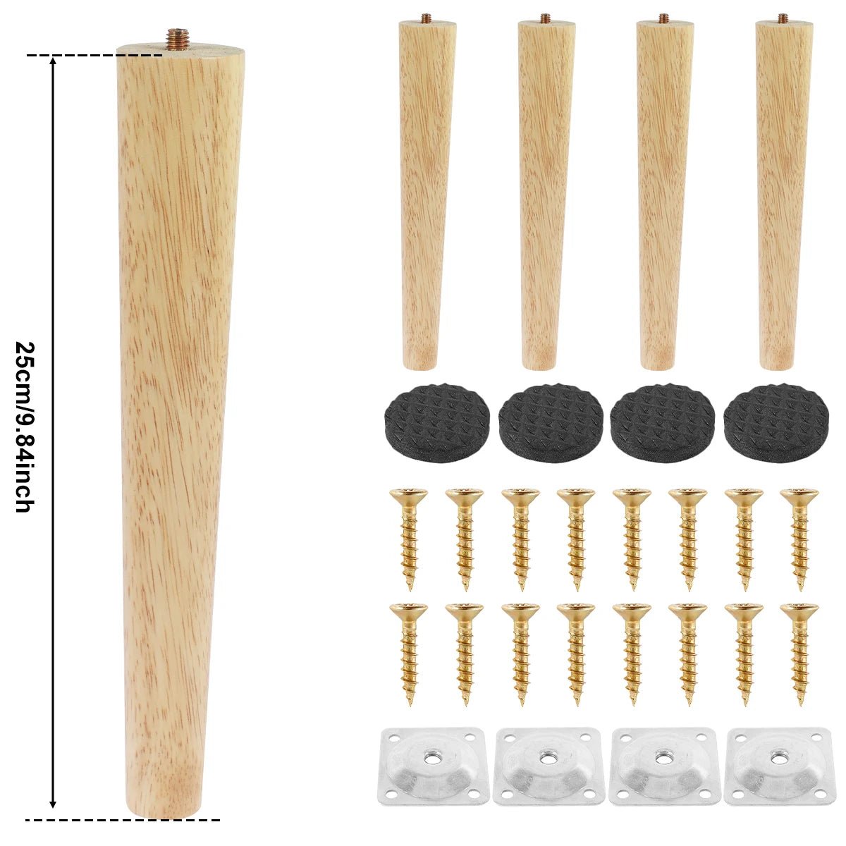 4 Pcs Furniture Legs Wooden Solid Furniture Feet Oblique/Straight Table Feet Non - slip Chair Feet Replacement Feet Sloping - Avero