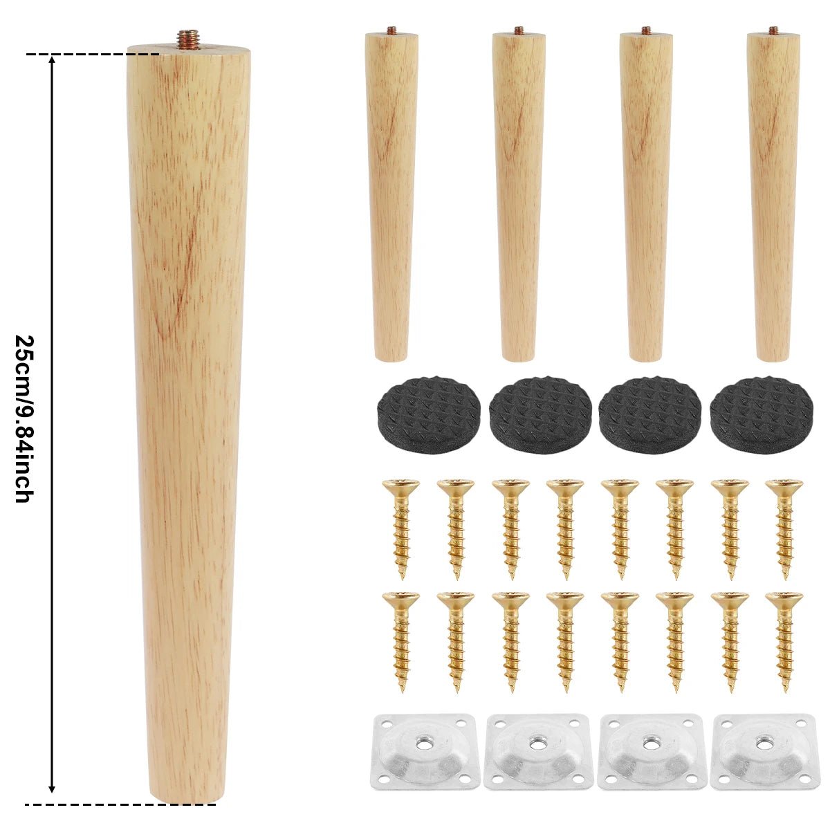 4 Pcs Furniture Legs Wooden Solid Furniture Feet Oblique/Straight Table Feet Non - slip Chair Feet Replacement Feet Sloping - Avero
