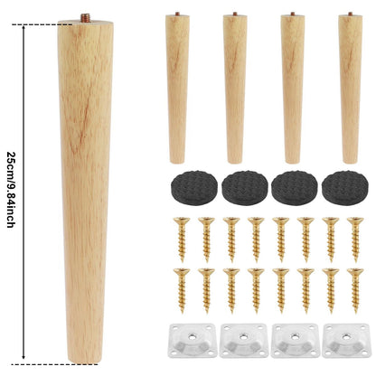 4 Pcs Furniture Legs Wooden Solid Furniture Feet Oblique/Straight Table Feet Non - slip Chair Feet Replacement Feet Sloping - Avero