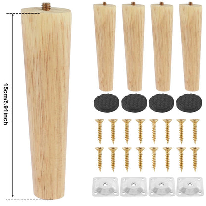 4 Pcs Furniture Legs Wooden Solid Furniture Feet Oblique/Straight Table Feet Non - slip Chair Feet Replacement Feet Sloping - Avero