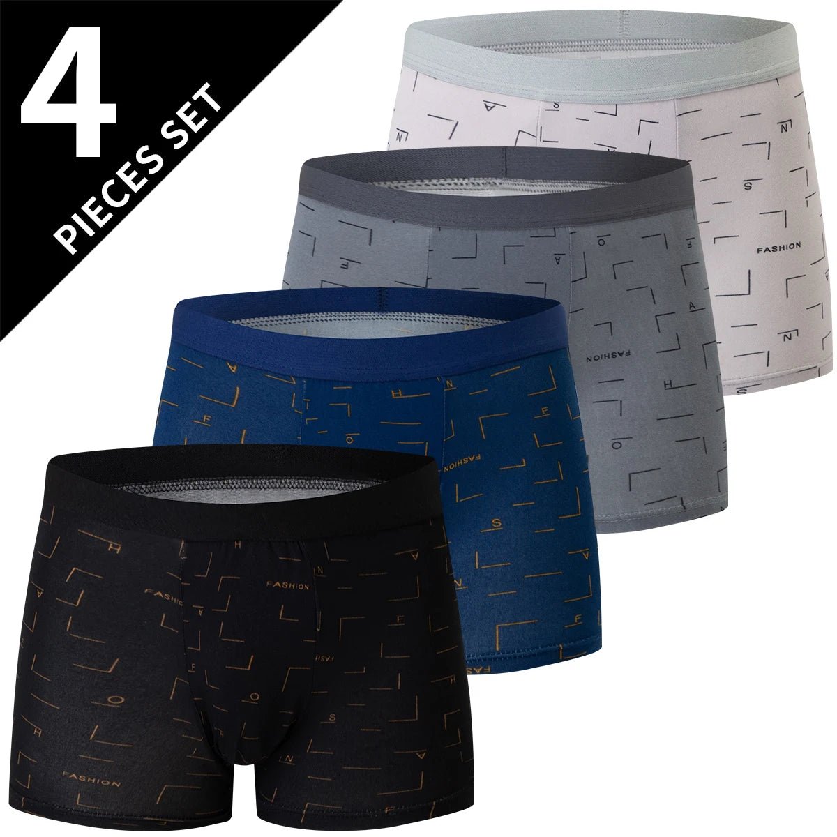 4 - Piece Men's Fashion Print Mix And Match Underwear Beach Shorts Comfortable Breathable Teenager Plus Size 5xl6xl Boyshort. - Avero