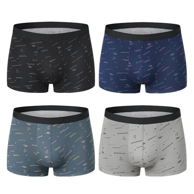 4 - Piece Men's Fashion Print Mix And Match Underwear Beach Shorts Comfortable Breathable Teenager Plus Size 5xl6xl Boyshort. - Avero