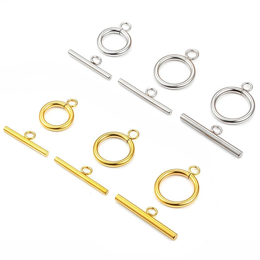 4 Sets Stainless Steel OT Clasp Toggle Clasps 18k Gold for Necklaces Connectors Bracelets Hooks DIY Jewelry Making Accessories - Avero