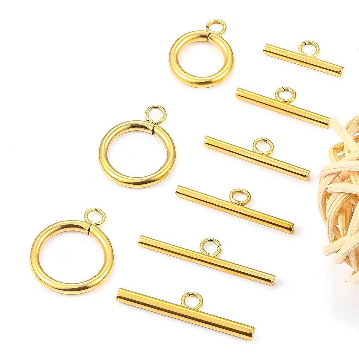 4 Sets Stainless Steel OT Clasp Toggle Clasps 18k Gold for Necklaces Connectors Bracelets Hooks DIY Jewelry Making Accessories - Avero